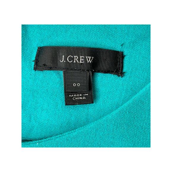 J. Crew Wool Blend Shift Knee Length Dress Teal Green Pockets Office Workwear 00 - Picture 3 of 11